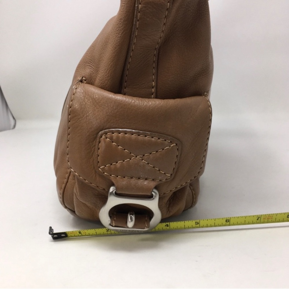 Michael Kors Purse Hobo Shoulder Bag Tan Brown Silver - Picture 6 of 9